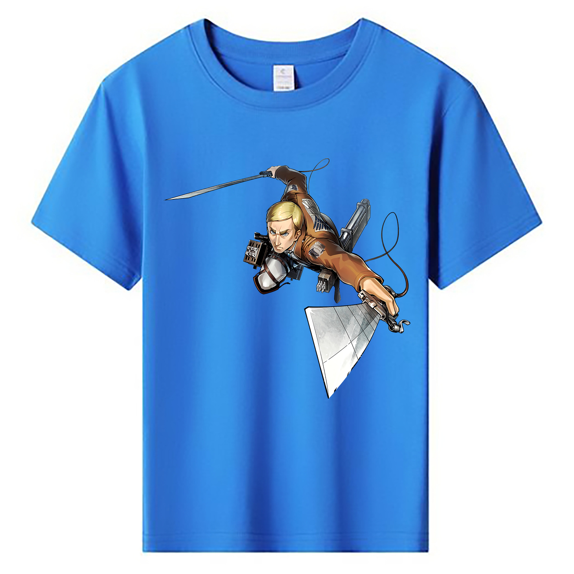 （画像用） 進撃の巨人 エルヴィン・スミス Attack on Titan Erwin Smith 綿100％キッズTシャツ（フロントプリント）